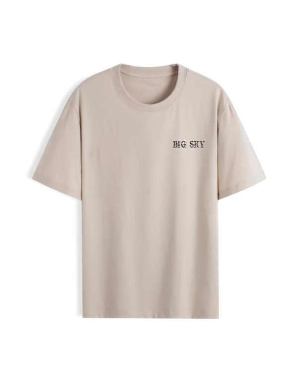 Plain T-Shirt with BIG SKY Chest Logo FSTS001 – Warm White